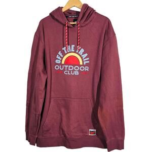 Vans Outdoor Club Long Sleeve Sweatshirt Hoodie Maroon Hooded Casual - XXL